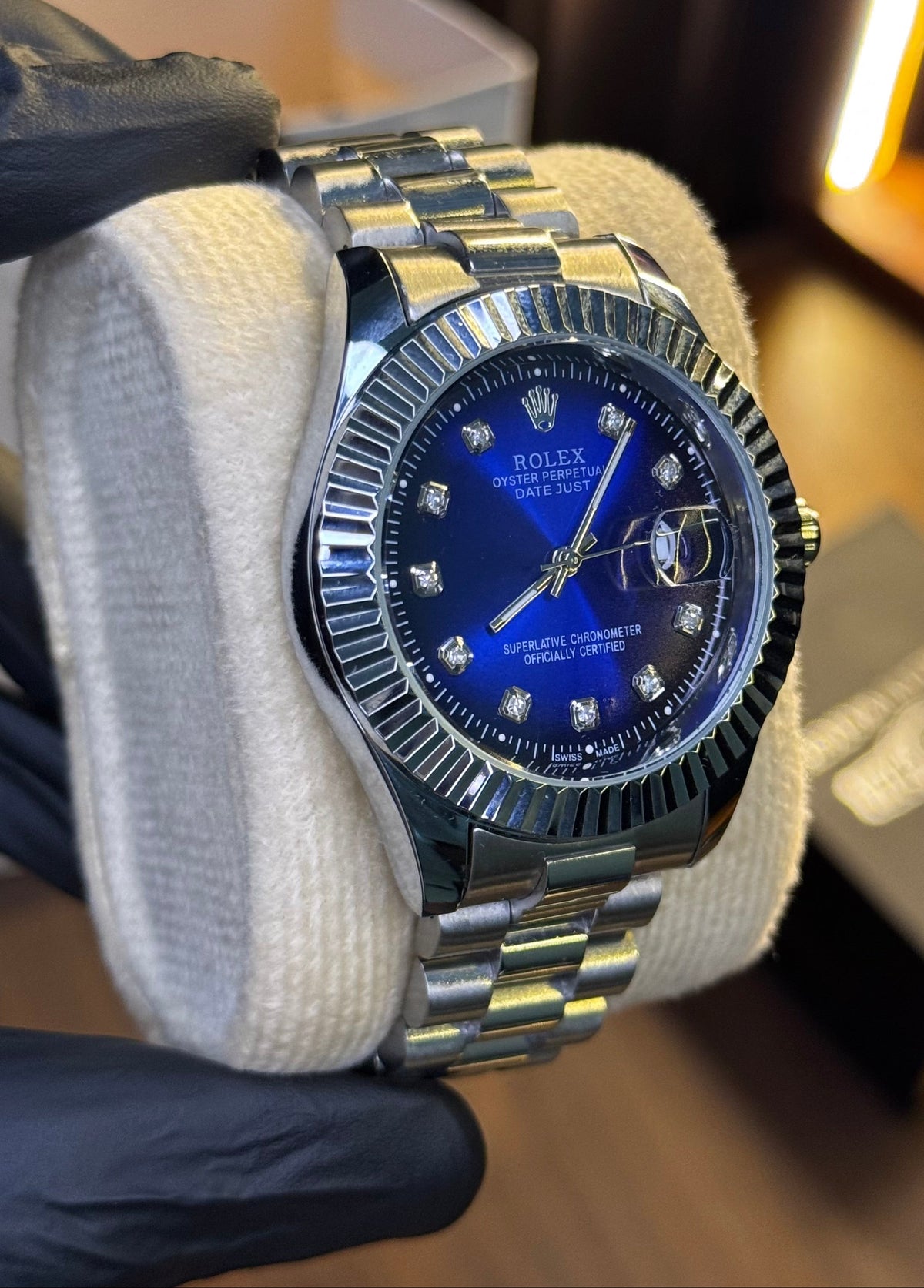 Rolex Oyster Jubilee Chain Watch — Dark Blue Dial