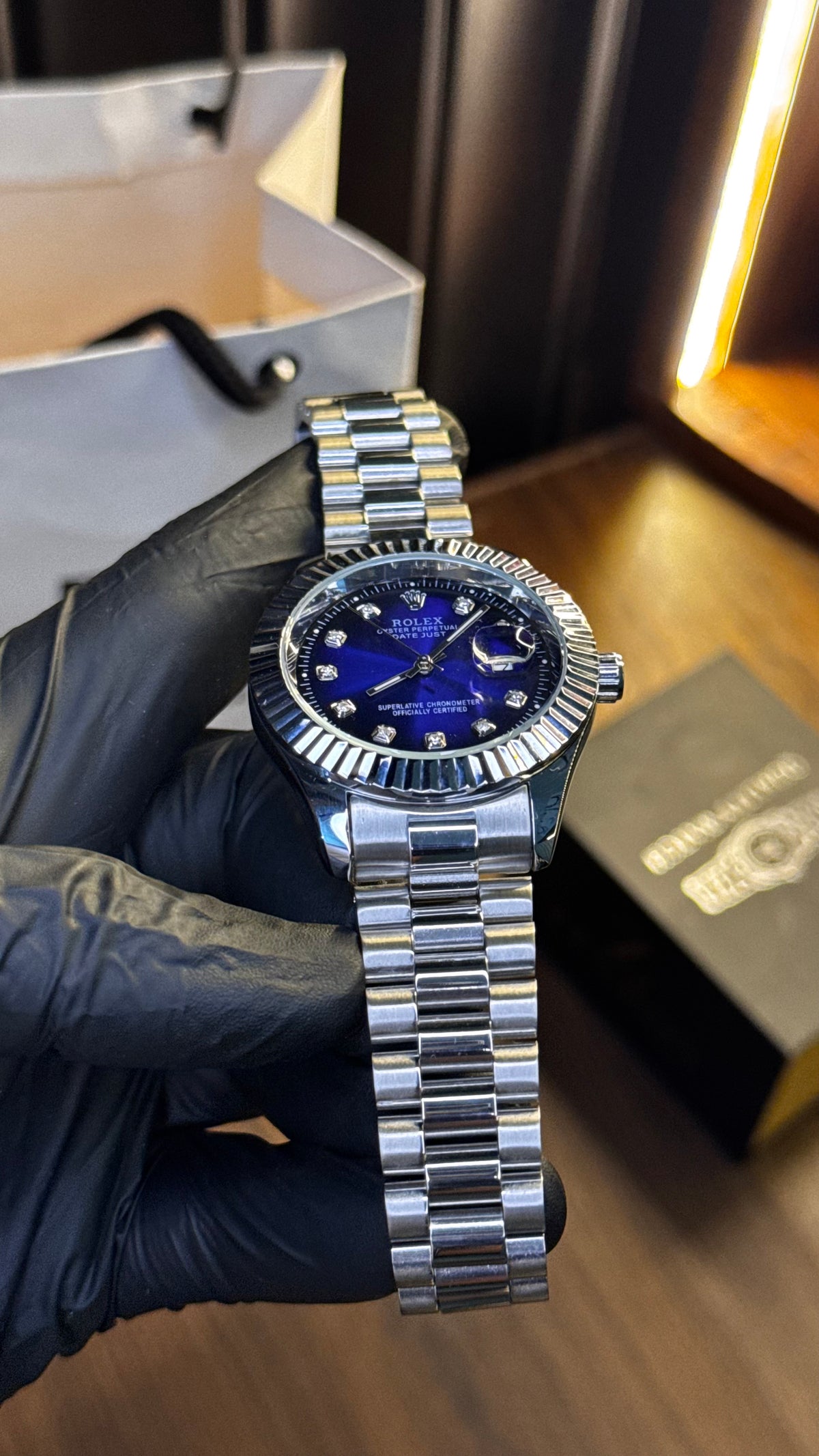 Rolex Oyster Jubilee Chain Watch — Dark Blue Dial