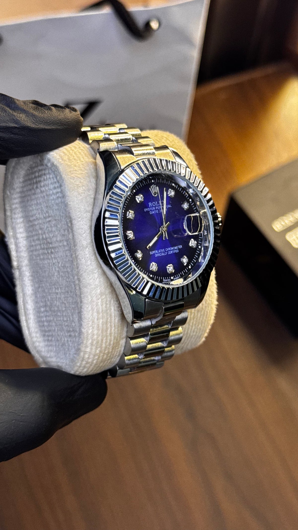 Rolex Oyster Jubilee Chain Watch — Dark Blue Dial