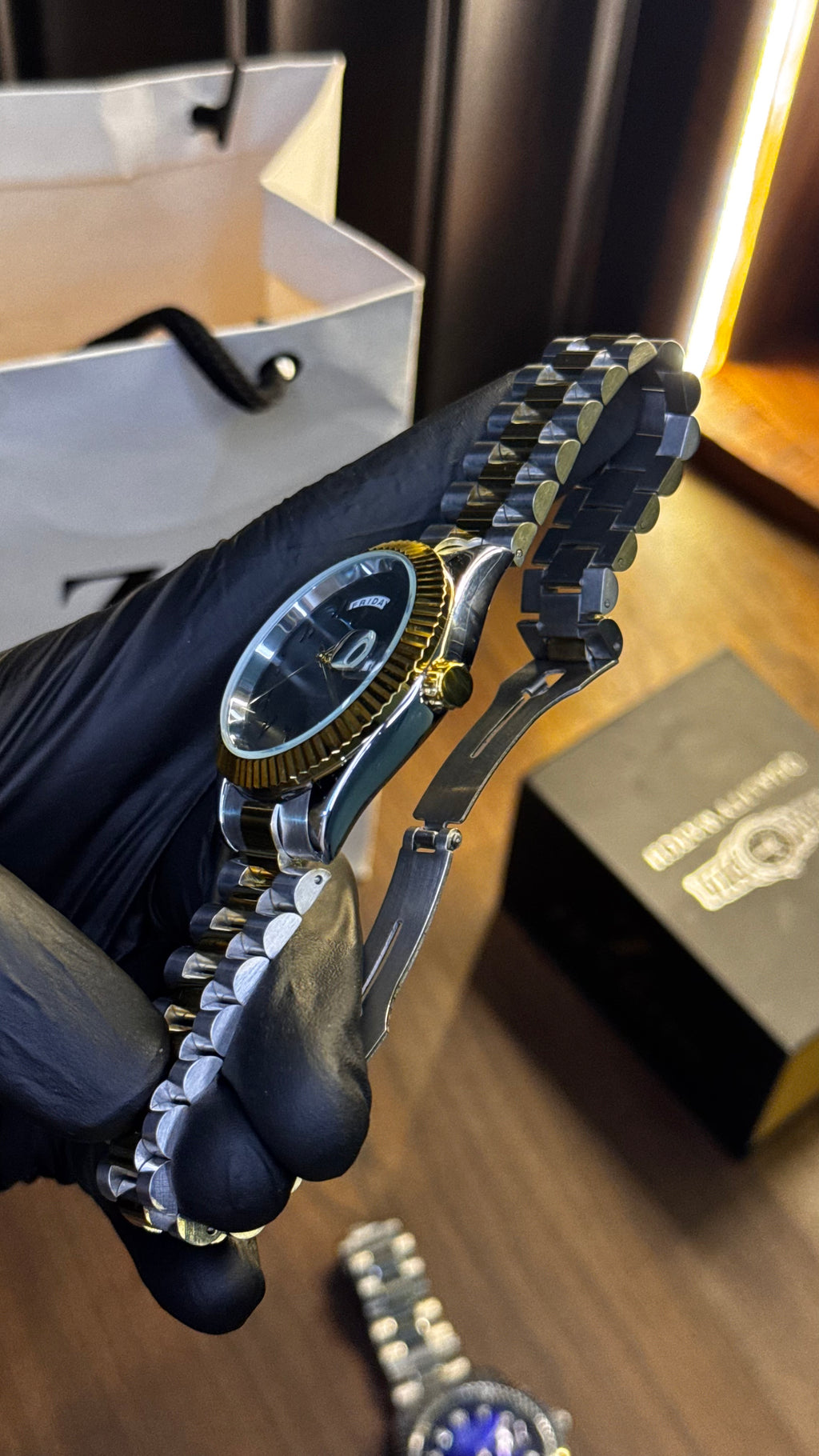 Rolex Day-Date Arabic Numeral Watch — Smoke Grey Dial