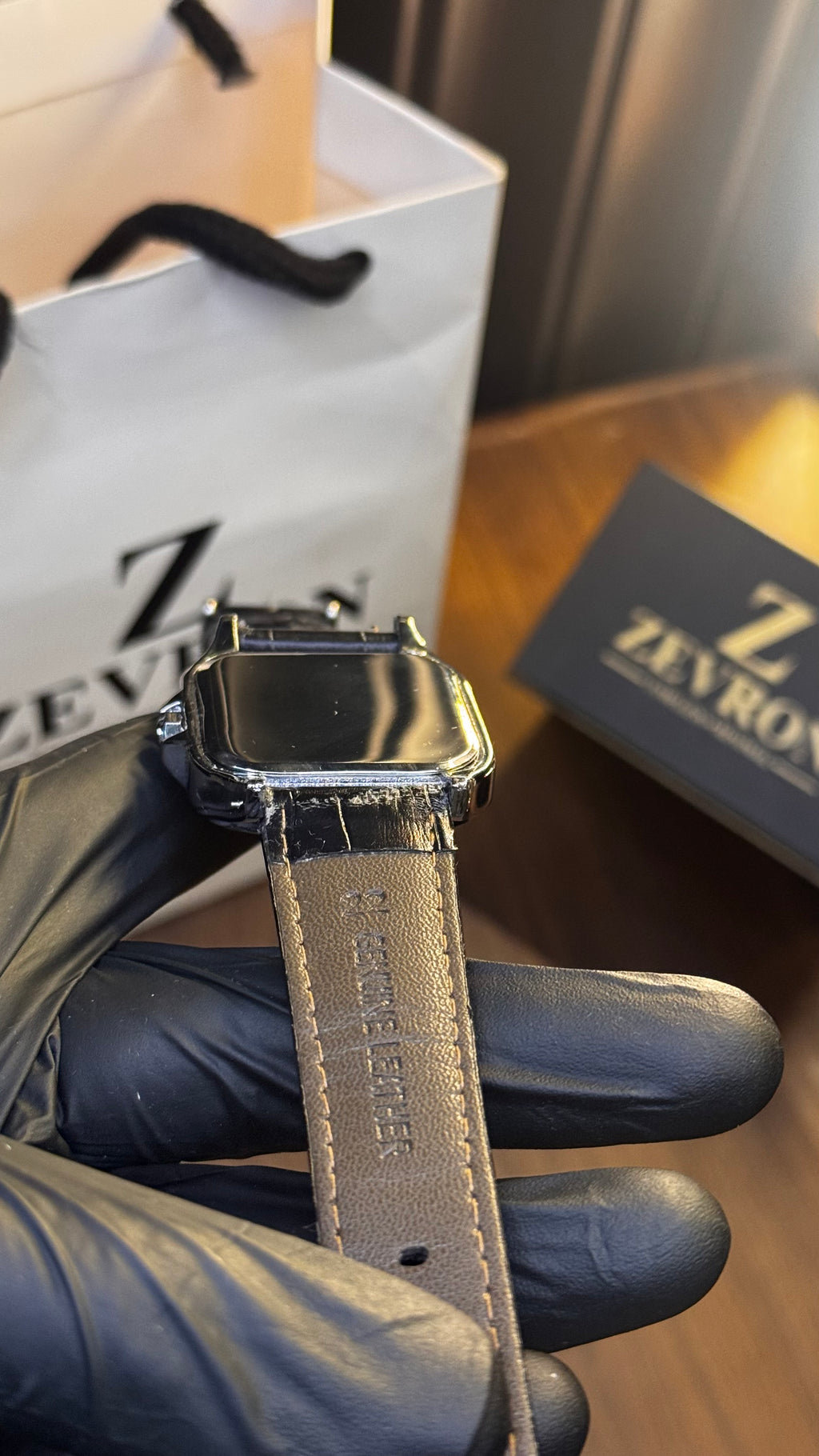 Cartier Santos Black Leather Watch