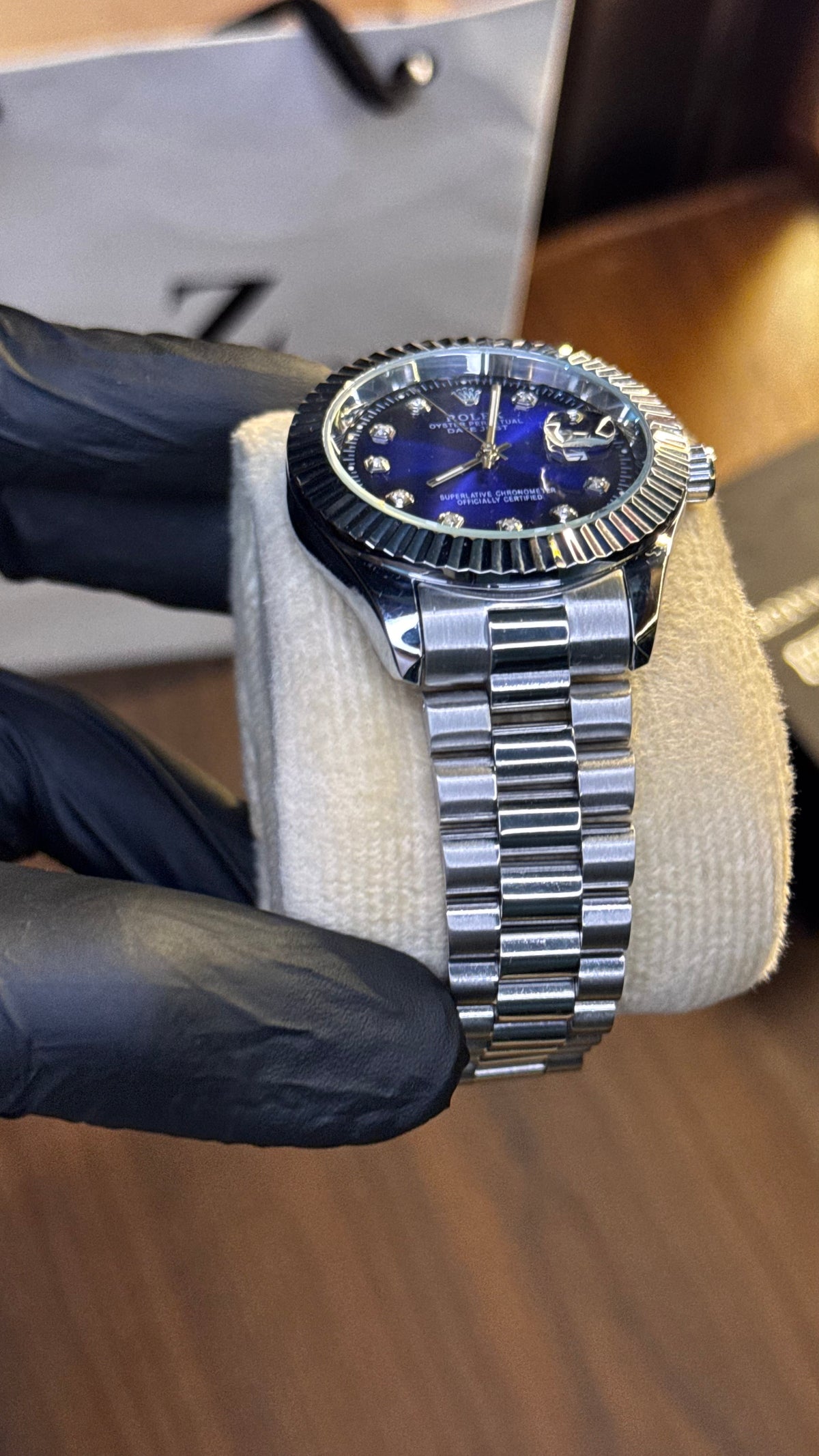 Rolex Oyster Jubilee Chain Watch — Dark Blue Dial