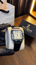 Cartier Santos Black Leather Watch